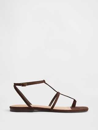 Vegan Suede T-Strap Sandals | Gap (US)