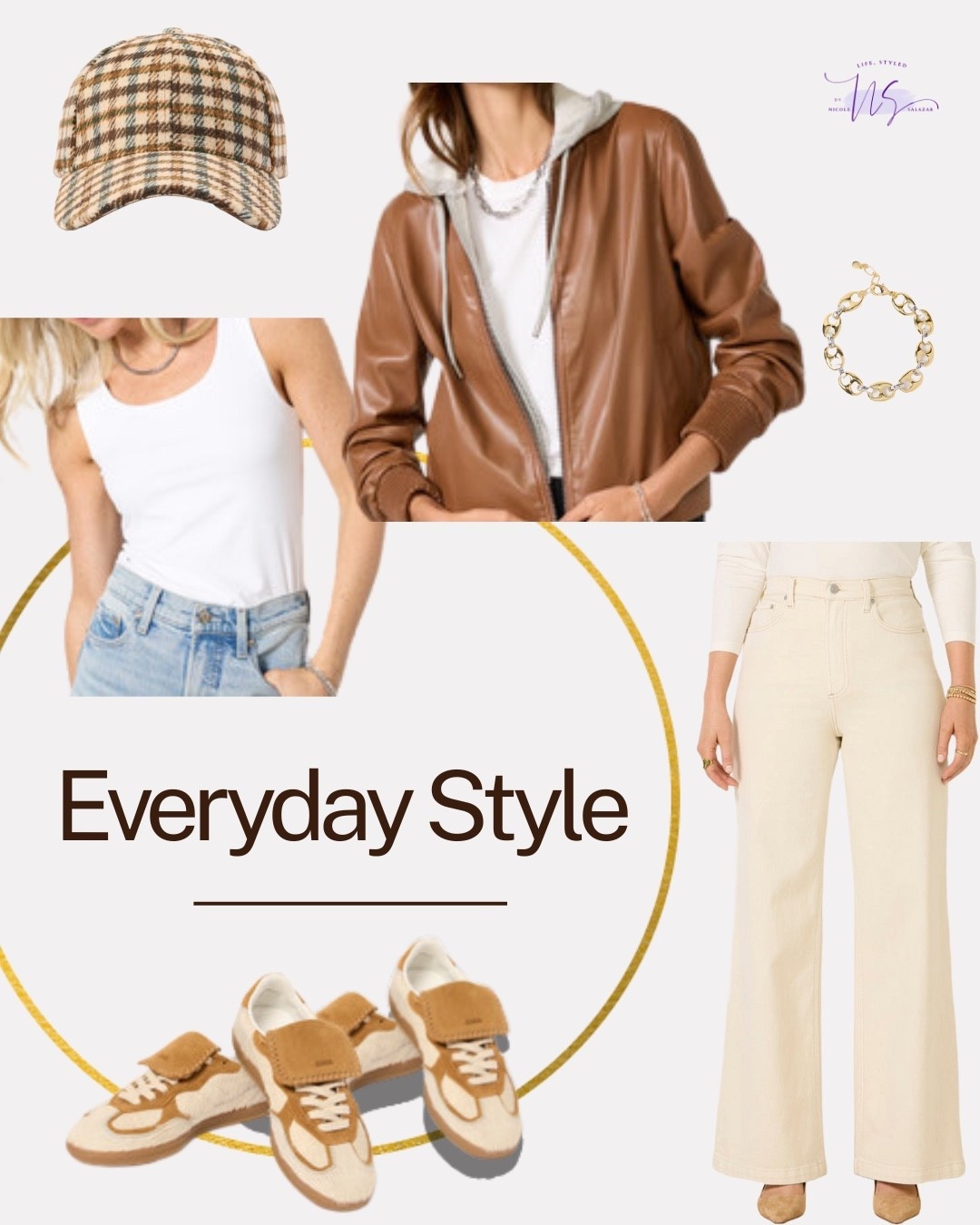 Loving this look, featuring my favorite layering tank, fabulous Aloha sneakers, great denim, and a great bomber jacket with a removable knit hoodie dickie. 