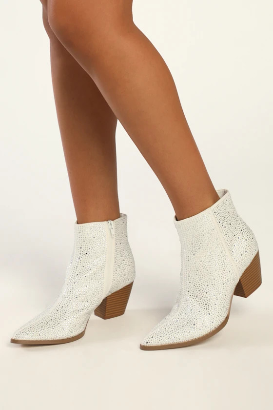 Spirit Silver Rhinestone Pointed Toe Ankle Booties | Lulus (US)