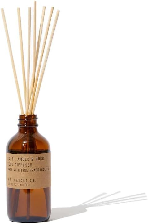 P.F. Candle Co. Amber & Moss Classic Scented Rattan Reed Diffuser (3.5 fl oz) Amber Glass Jar, Fi... | Amazon (US)