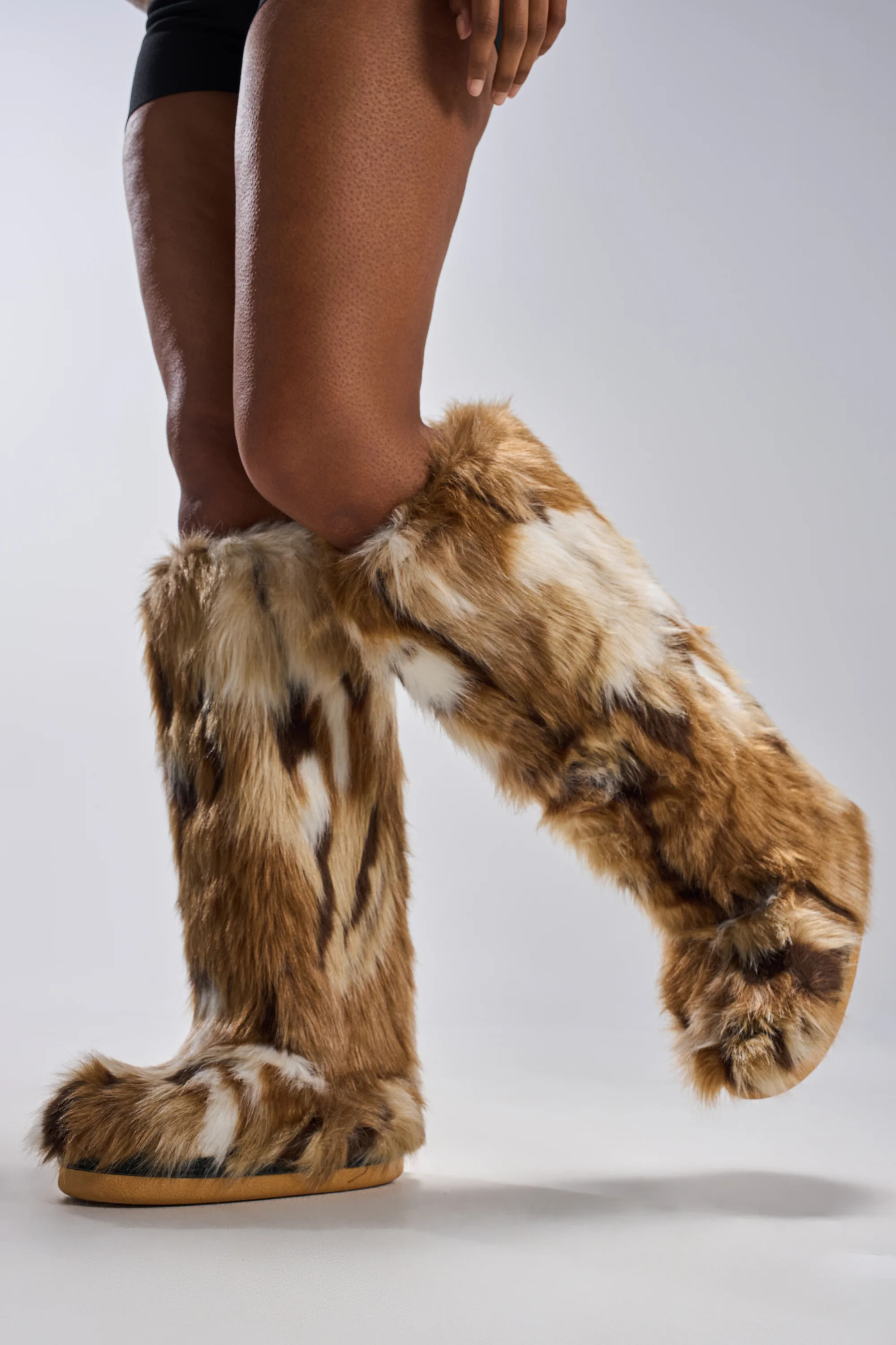 AZALEA WANG FENNEC MULTI FUZZY FLAT KNEE HIGH BOOT | AKIRA