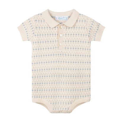 Boys Pointelle Jacquard Knit Romper | Feltman Brothers