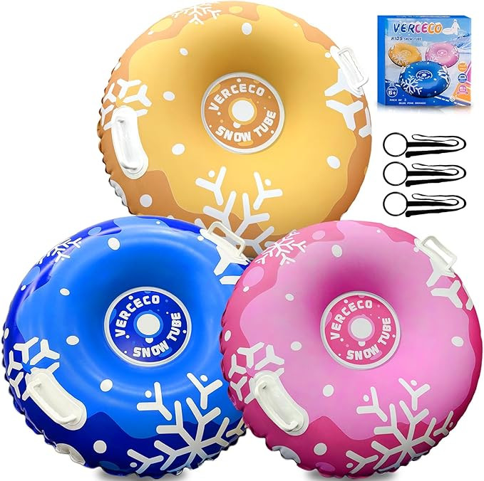 1/3 Packs Snow Tube Inflatable Sleds for Kids Snow Tubes for Sledding Heavy Duty 36'' Snow Sleds ... | Amazon (US)
