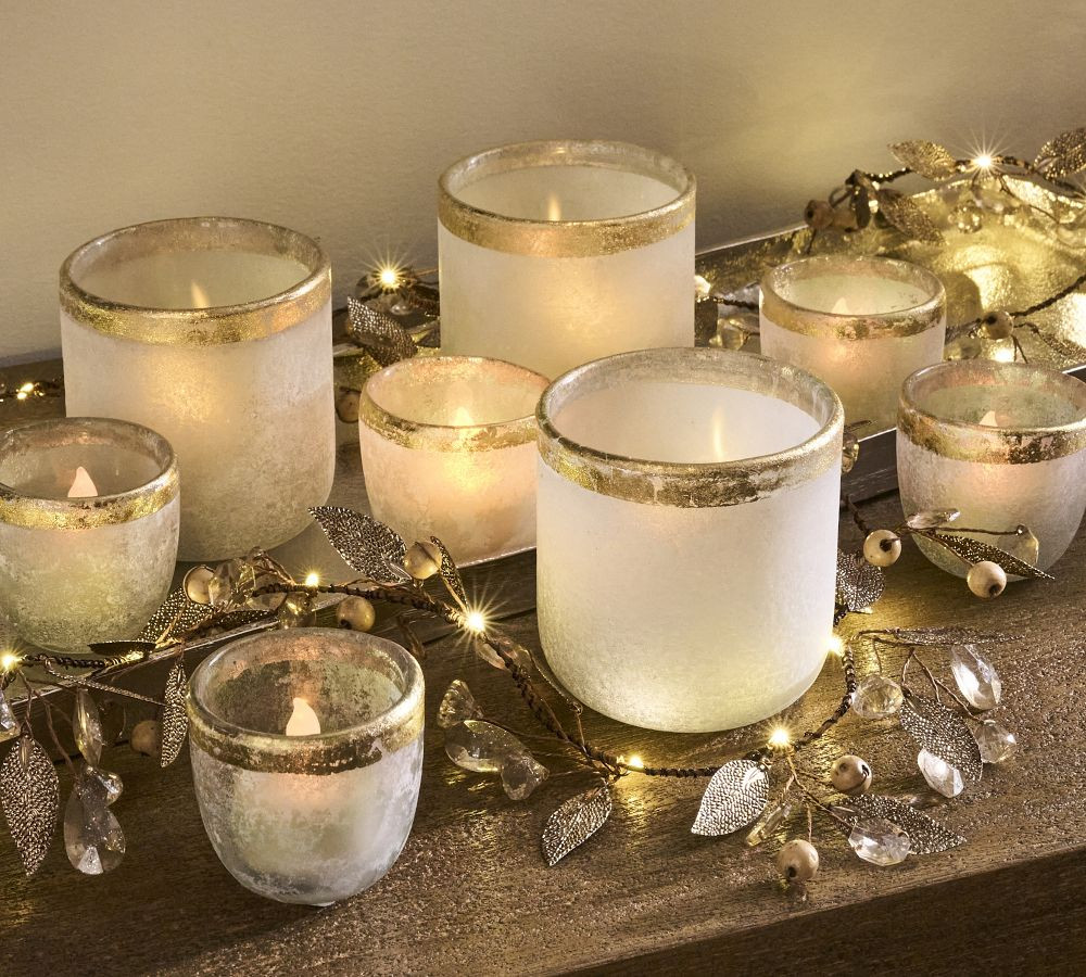 Modern Glass Candleholders - White &amp; Gold | Pottery Barn (US)