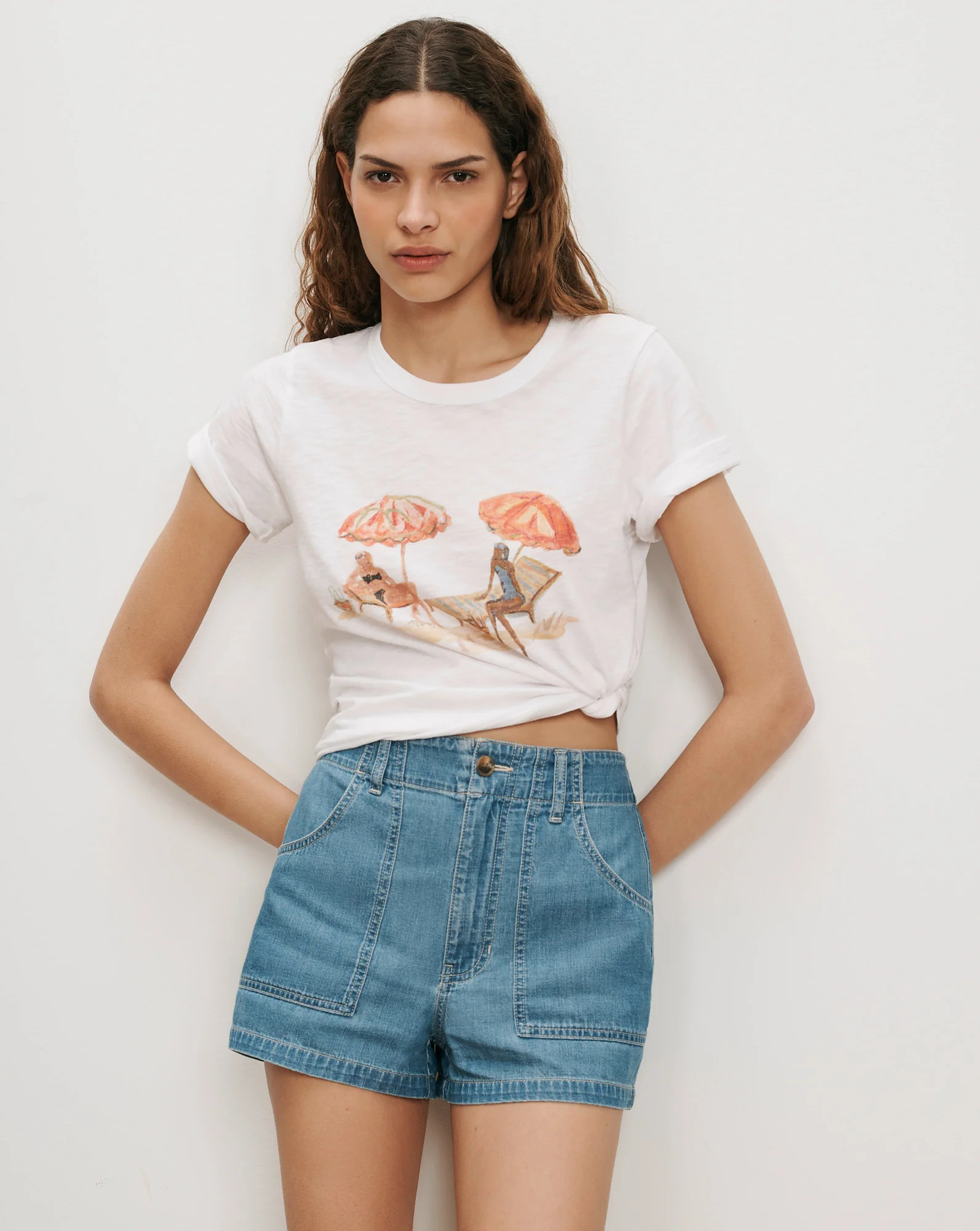 Carla Crewneck T-Shirt in White Sunbather Print Multi/Sg | Veronica Beard | Veronica Beard UK