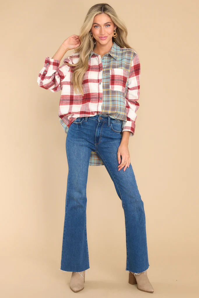 Lively Rendezvous Cranberry Multi Plaid Top | Red Dress 