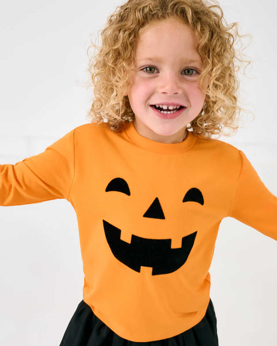 Jack-O'-Lantern Long Sleeve Relaxed Tee | Little Sleepies