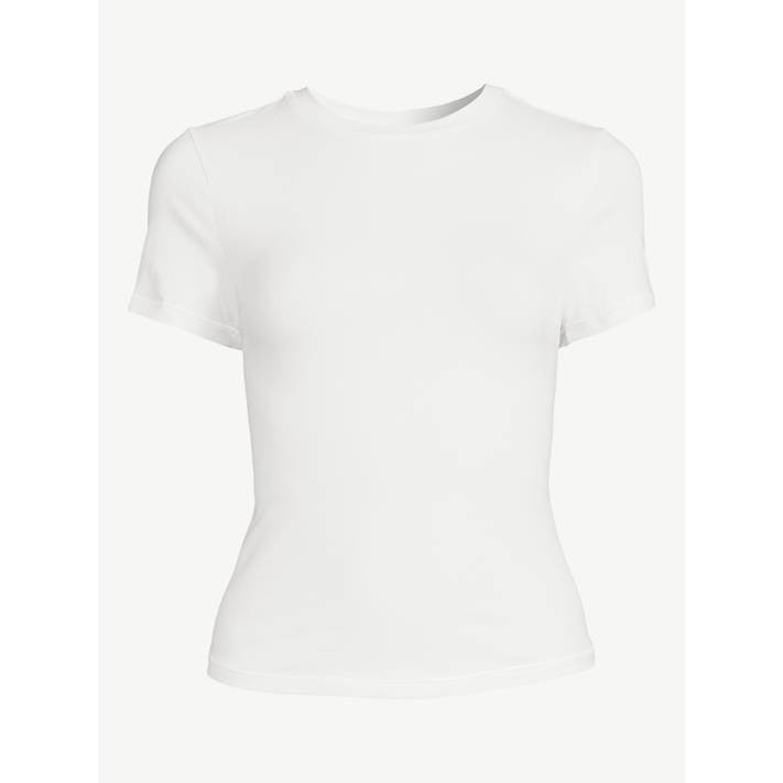 Scoop Women's Stretch Cotton Fitted Baby Tee with Short Sleeves, Sizes XS-XXL | Walmart (US)