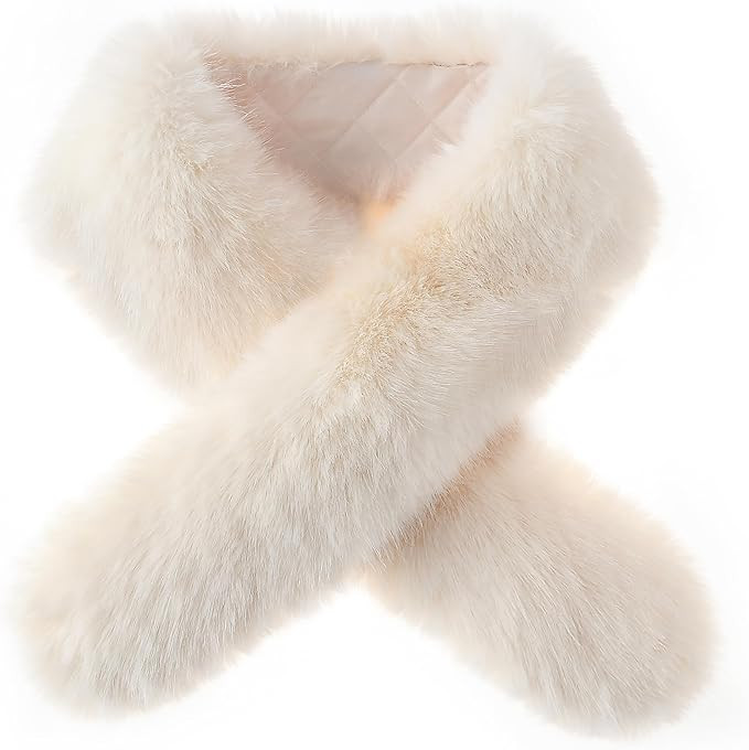 Gionforsy Faux Fur Shawl and Wrap for Women Winter Wedding Faux Fur Scarf for Bridal Bridesmaids | Amazon (US)