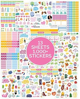 bloom daily planners Planner Sticker Value Pack (13 Unique Sheets / 1,000+ Stickers) - New Variet... | Amazon (US)