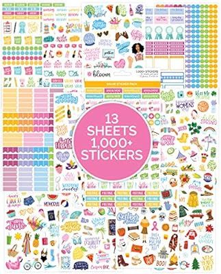 bloom daily planners Planner Sticker Value Pack (13 Unique Sheets / 1,000+ Stickers) - New Variet... | Amazon (US)