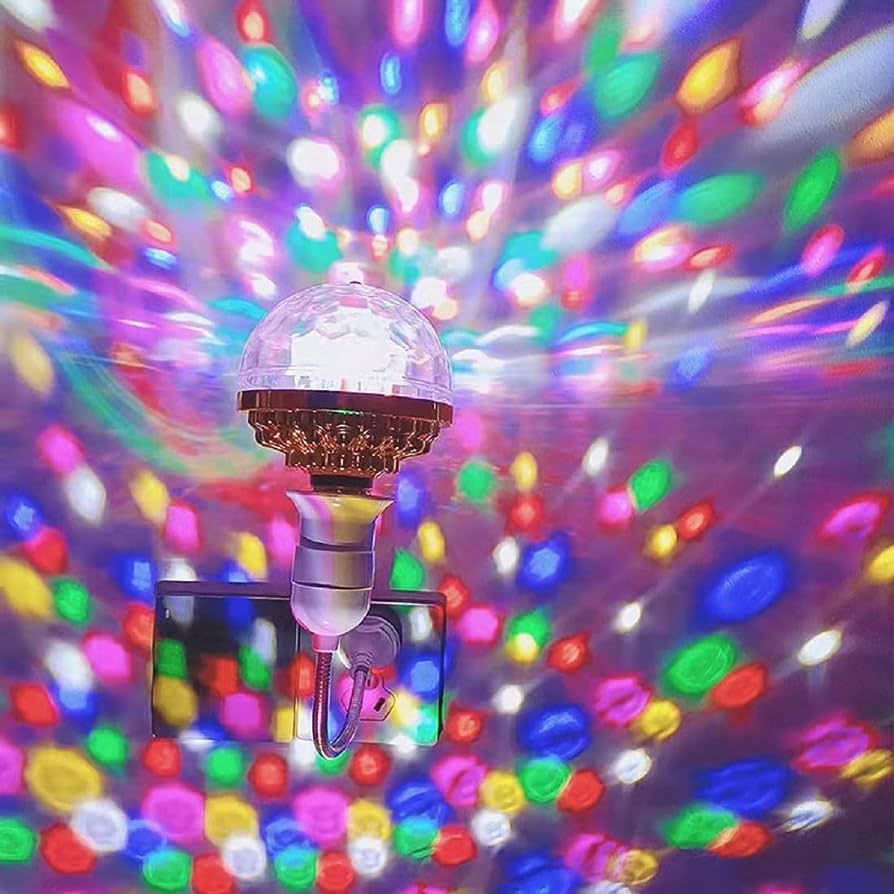 Colorful Rotating Disco Ball Light, Magic Crystal Ball Lamp with Sockets, LED RGB Dj Lighting Str... | Amazon (US)