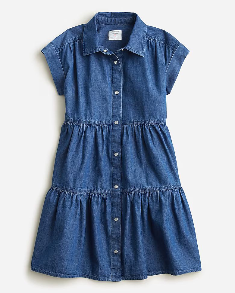 Girls' button-front chambray shirtdress | J.Crew US