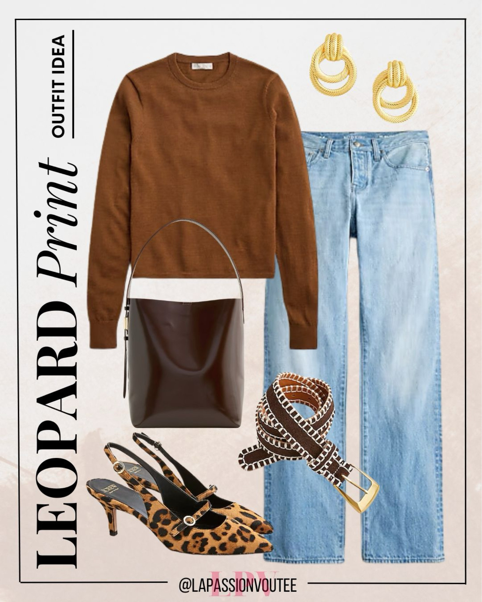 Keep it effortlessly cool with a cozy crewneck sweater and slouchy jeans, accessorized with classic hoop earrings and a suede belt. A leather bucket bag and leopard print buckle slingback pumps add a chic touch to complete this relaxed, stylish ensemble!

#LTKStyleTip #LTKSeasonal #LTKFallSale