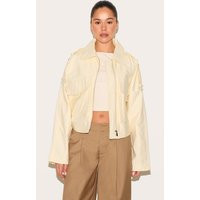 Butter Yellow Trench Detail Cropped Zip Up Jacket | PrettyLittleThing US