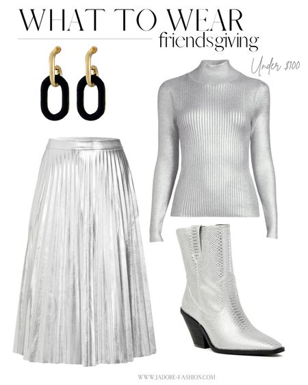 Thanksgiving Outfit - Going out dinner or having Friendsgiving get together with your besties

#westernboots #metallic #pleatedskirt #holidayoutfit #thanksgivingoutfit

#LTKHoliday #LTKSeasonal #LTKunder50