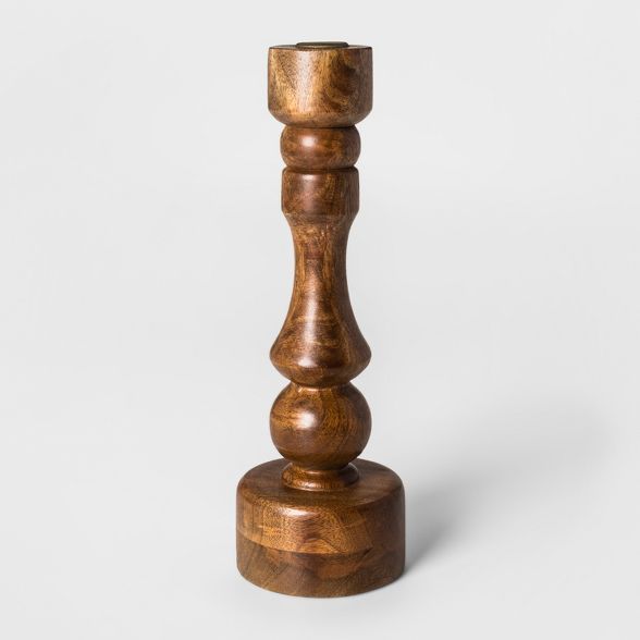 Candle Holder Carved Wood Small - Threshold™ | Target