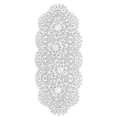 Heritage Lace® Rose 15-Inch x 33-Inch Oval Table Runner in Off-White | Bed Bath & Beyond