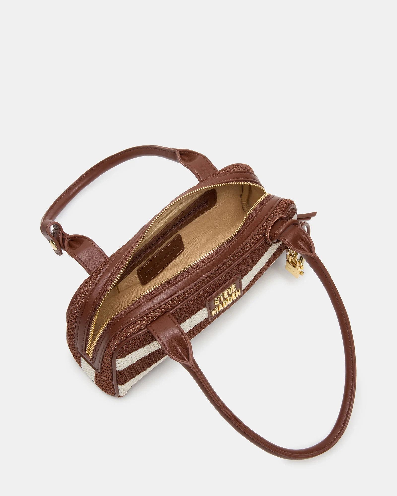 LAGUNE Bag Chocolate Multi Elongated Straw Shoulder Strap Handbag | Steve Madden (US)