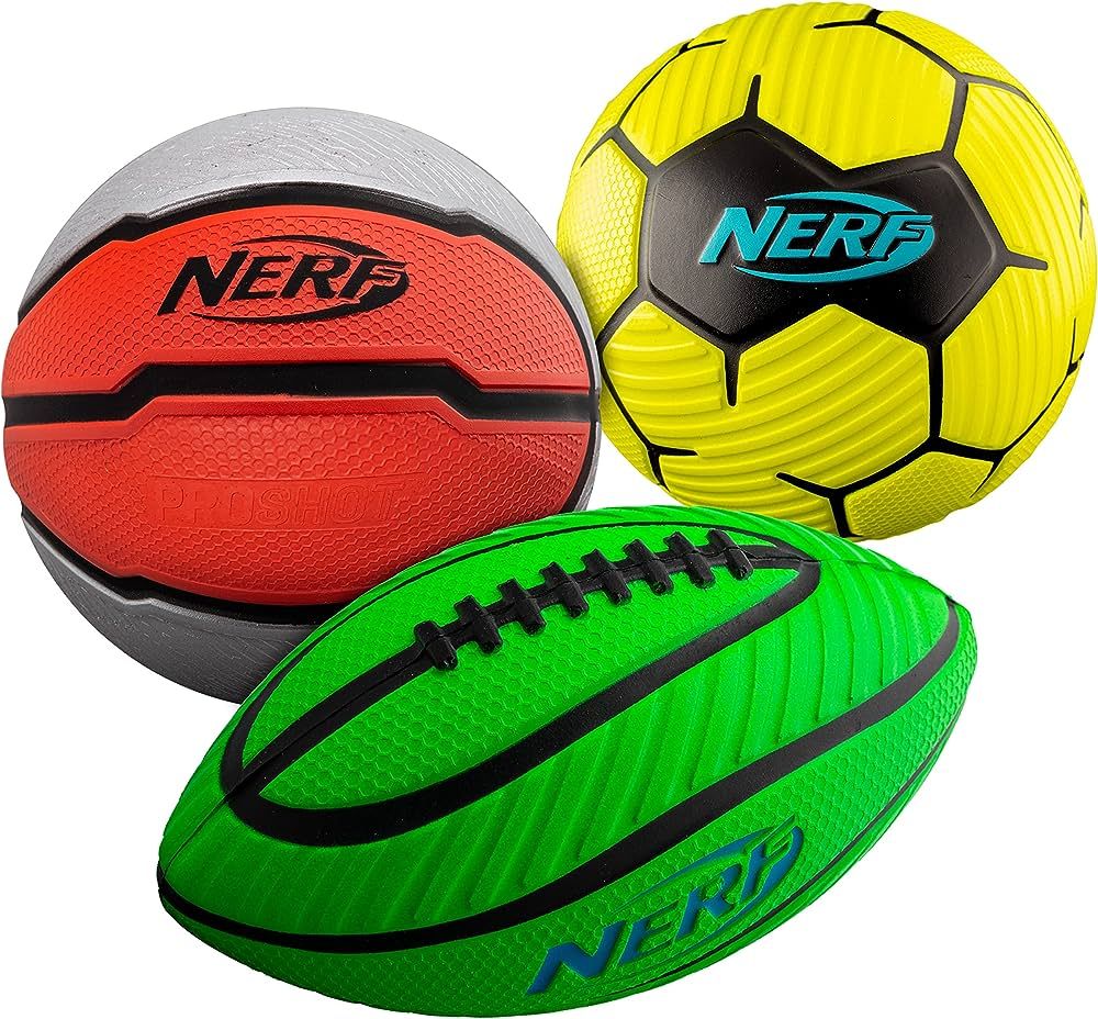 NERF Mini Foam Ball Set - Football, Soccer Ball and Basketball - Soft Foam Balls for Kids - Multi... | Amazon (US)