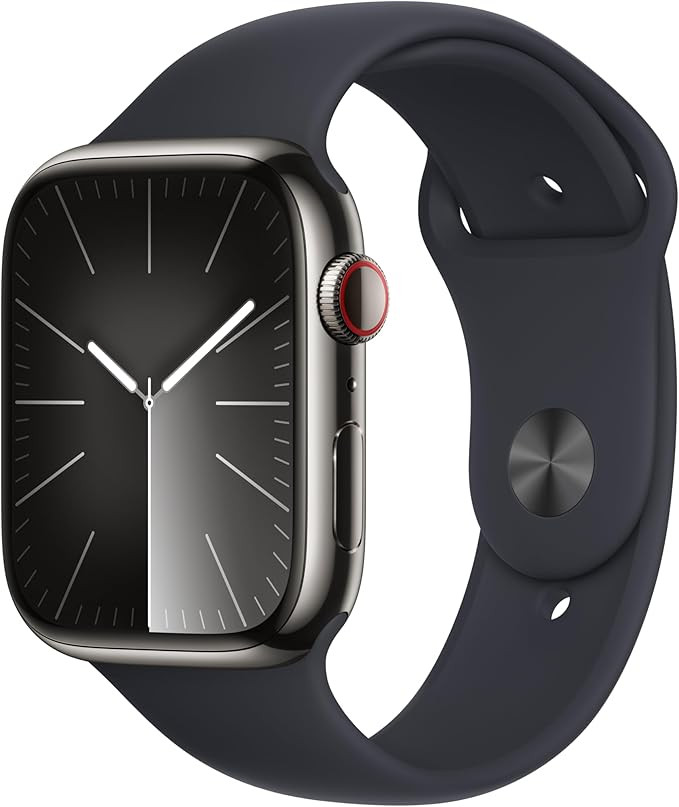 Apple Watch Series 9 [GPS + Cellular 45mm] Smartwatch with Graphite Stainless Steel Case with Mid... | Amazon (US)