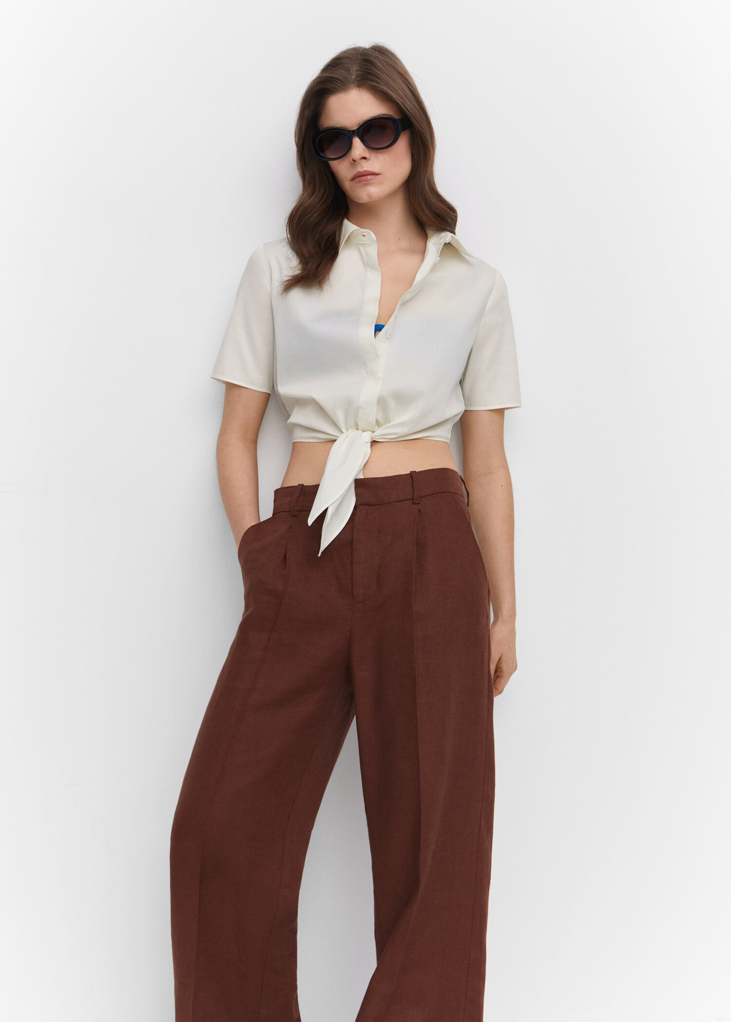 Cropped shirt with knot | MANGO (UK)