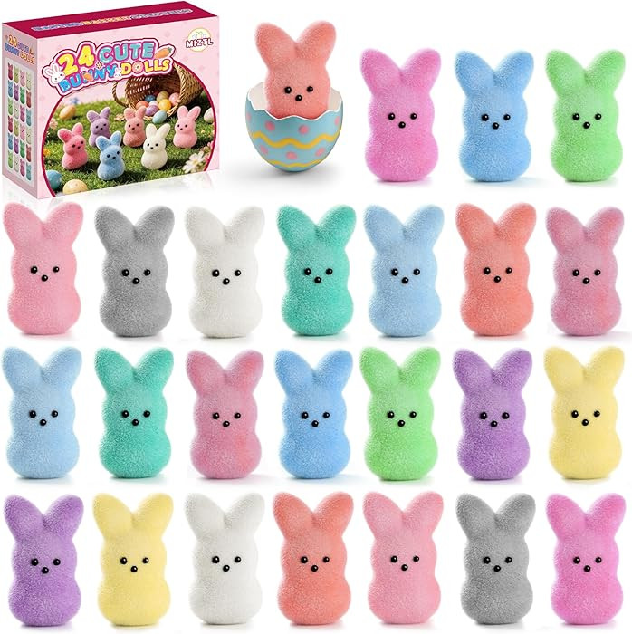 24Pack Mini Flocked Bunny for Easter Basket Stuffers, Easter Egg Fillers for Kids, Easter Gifts f... | Amazon (US)