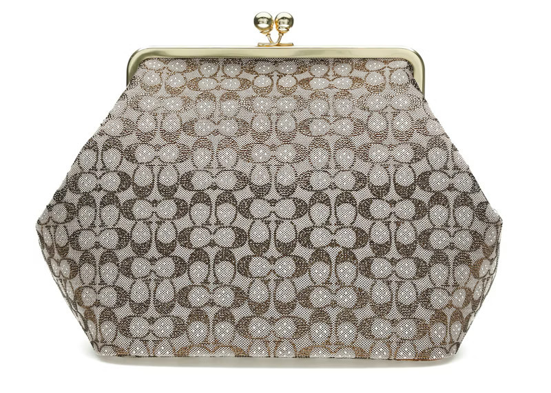 Women's Coach Large Kisslock Crystal Signature Jacquard Frame Bag in Brass/Burnished Amber | StockX