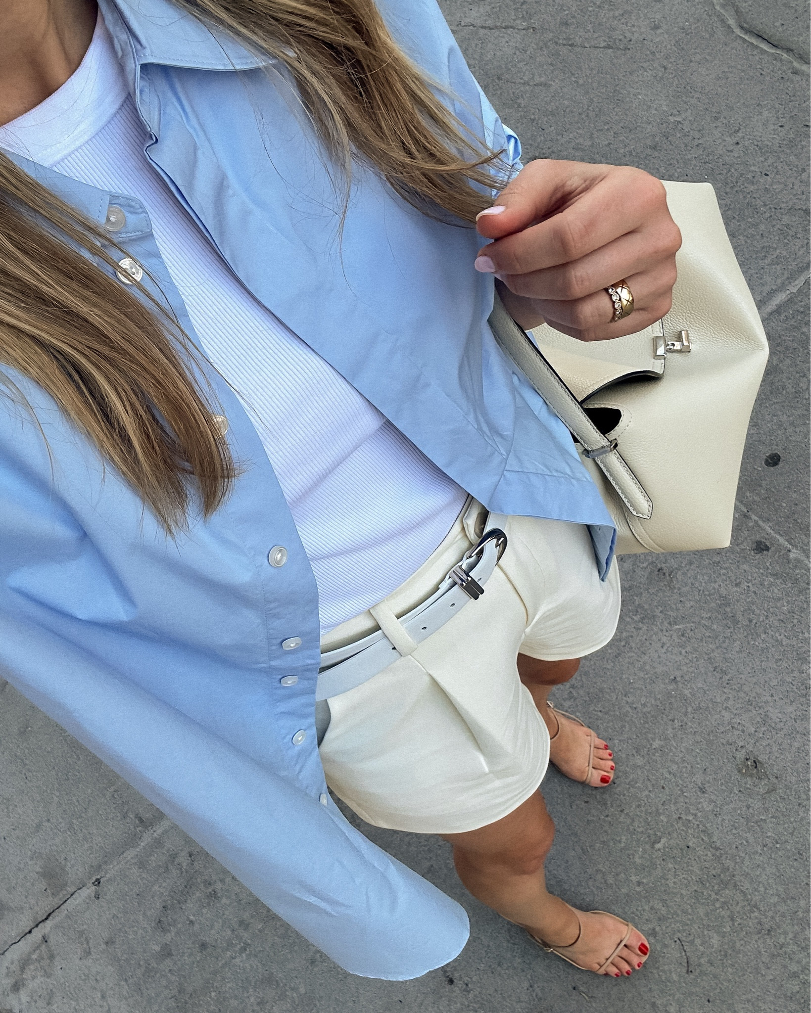 Went up a few sizes in the blue shirt so it would be very oversized. Tank (small) shorts (6-size up) #fashionjackson 

#LTKOver40 #LTKStyleTip #LTKFindsUnder100