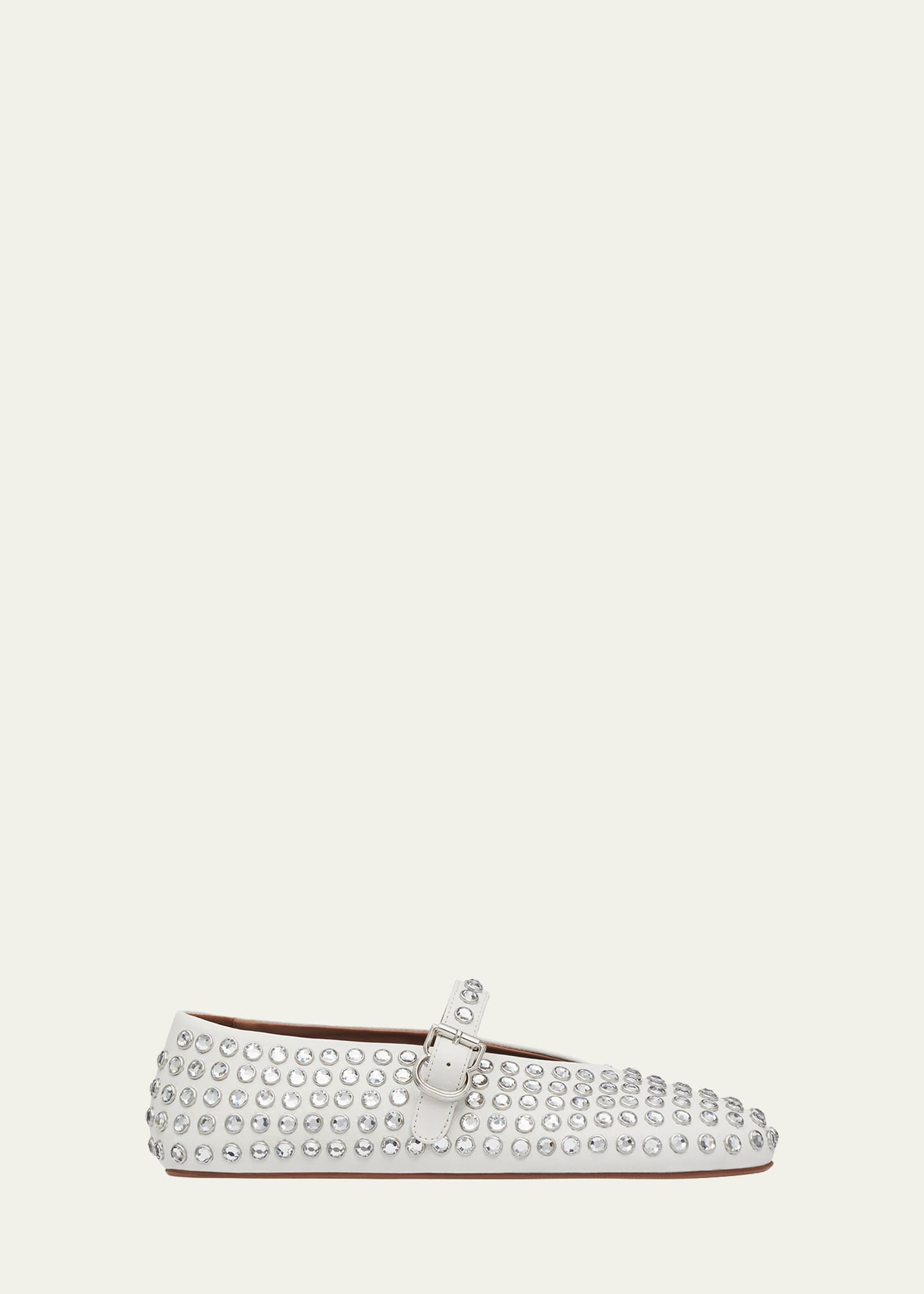 ALAIA Leather Mary Jane Flats With Allover Studs | Bergdorf Goodman