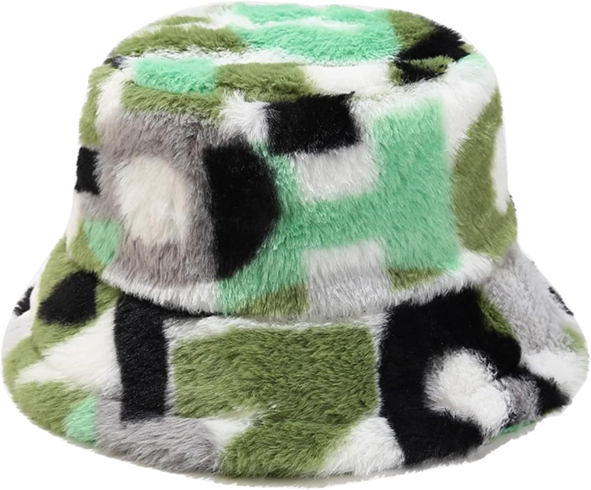 Dirholl Women's Winter Faux Fur Fuzzy Warm Bucket Hat | Amazon (US)