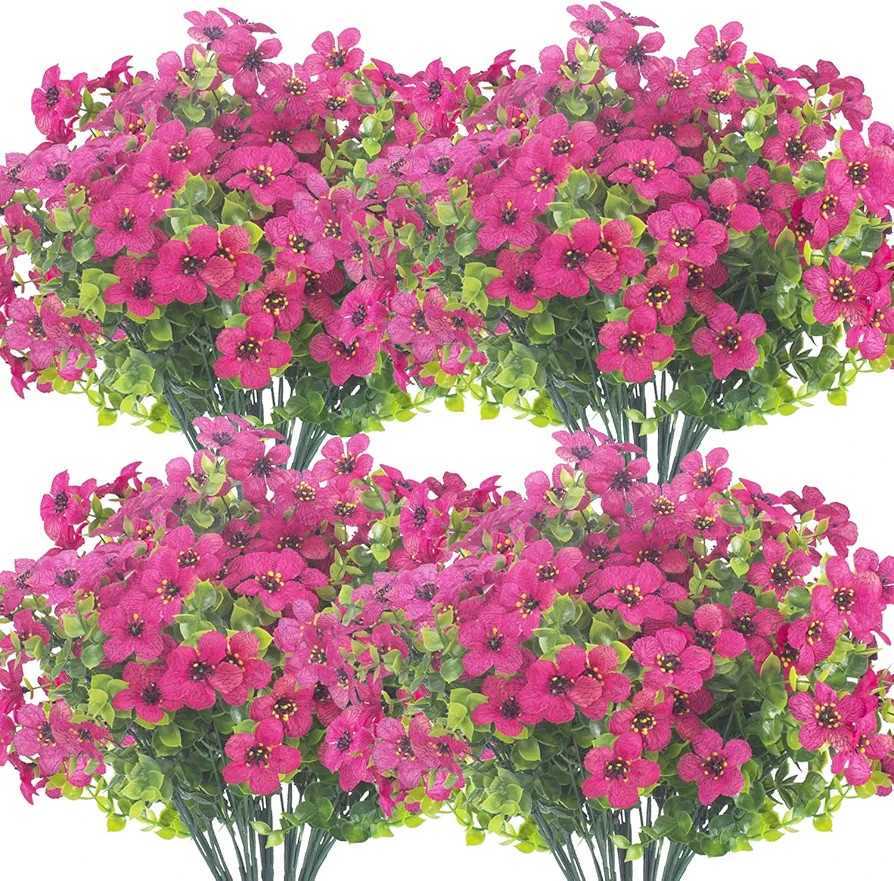 Grunyia 10 Bundles Artificial Flowers Outdoor UV Resistant Fake Flowers No Fade Faux Plants Garde... | Amazon (US)