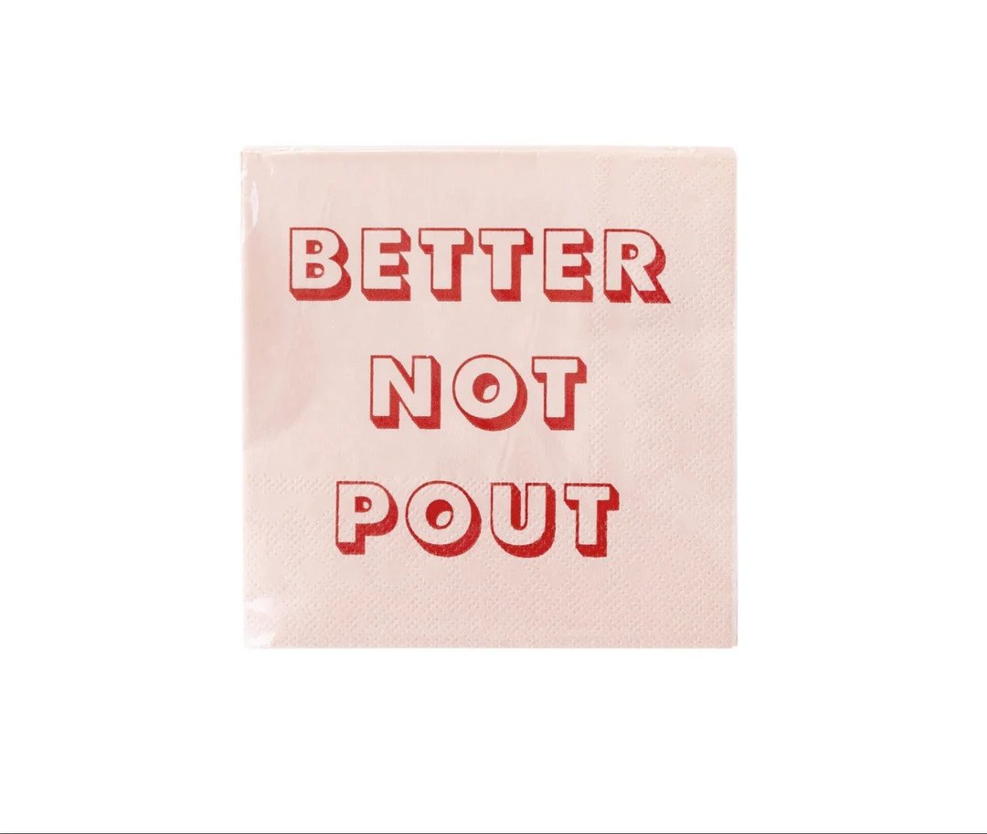 Better Not Pout Napkins, Christmas Napkins, Festive Napkins, Red and Pink Napkins, Christmas Part... | Etsy (US)