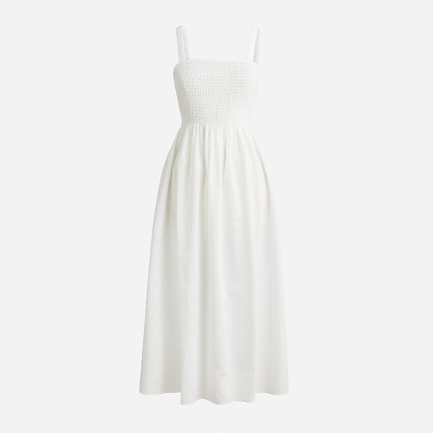 Smocked beach dress in linen | J. Crew US