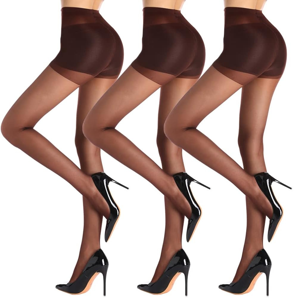 HA WA 3 Pairs Women's Sheer Tights - 20D Control Top Pantyhose with Reinforced Toes | Amazon (UK)