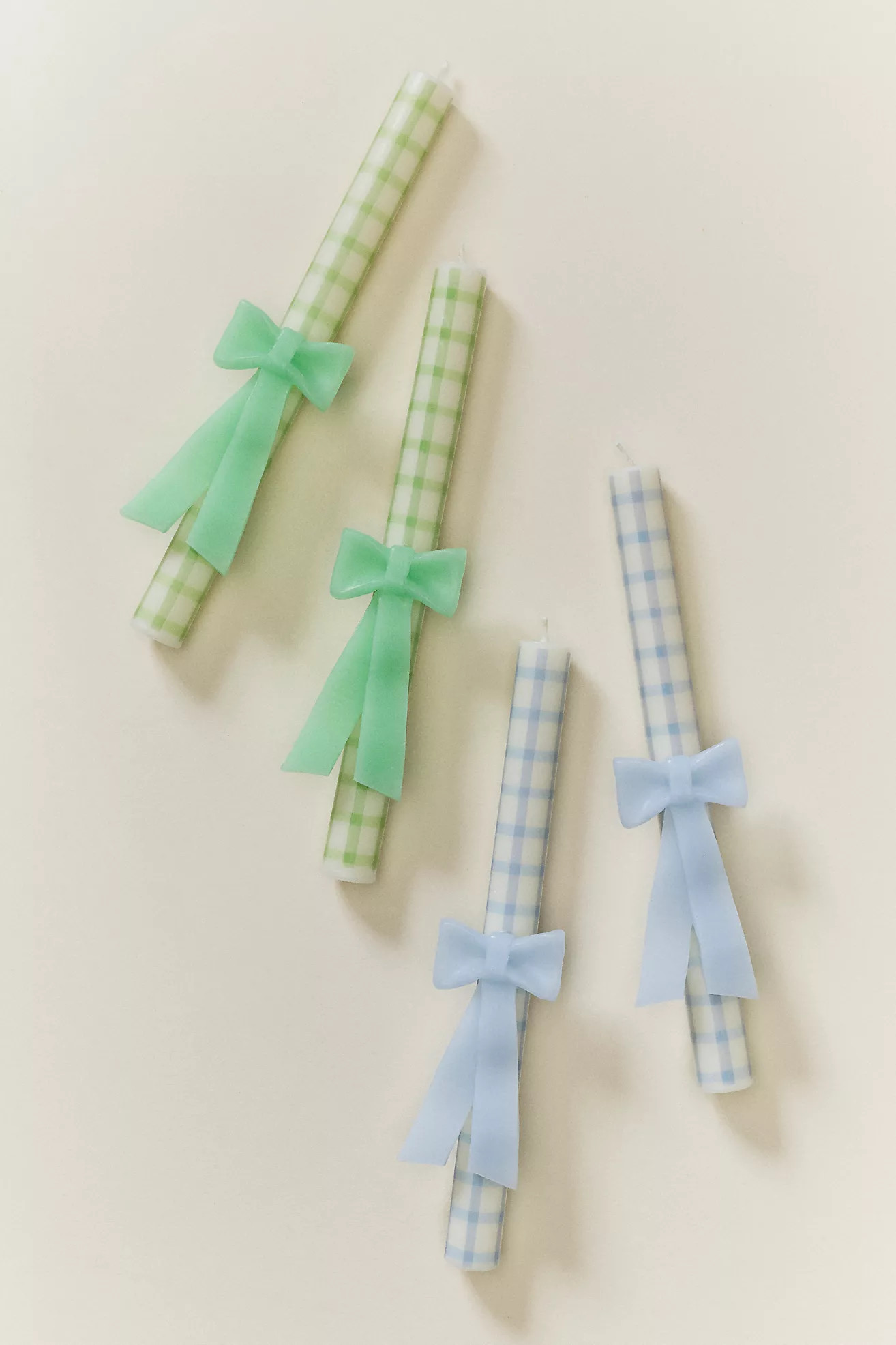 Gingham Bow Taper Candles, Set of 2 | Anthropologie (US)