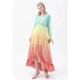 Vacay Paradise Gradient V-Neck Maxi Dress | Chicwish
