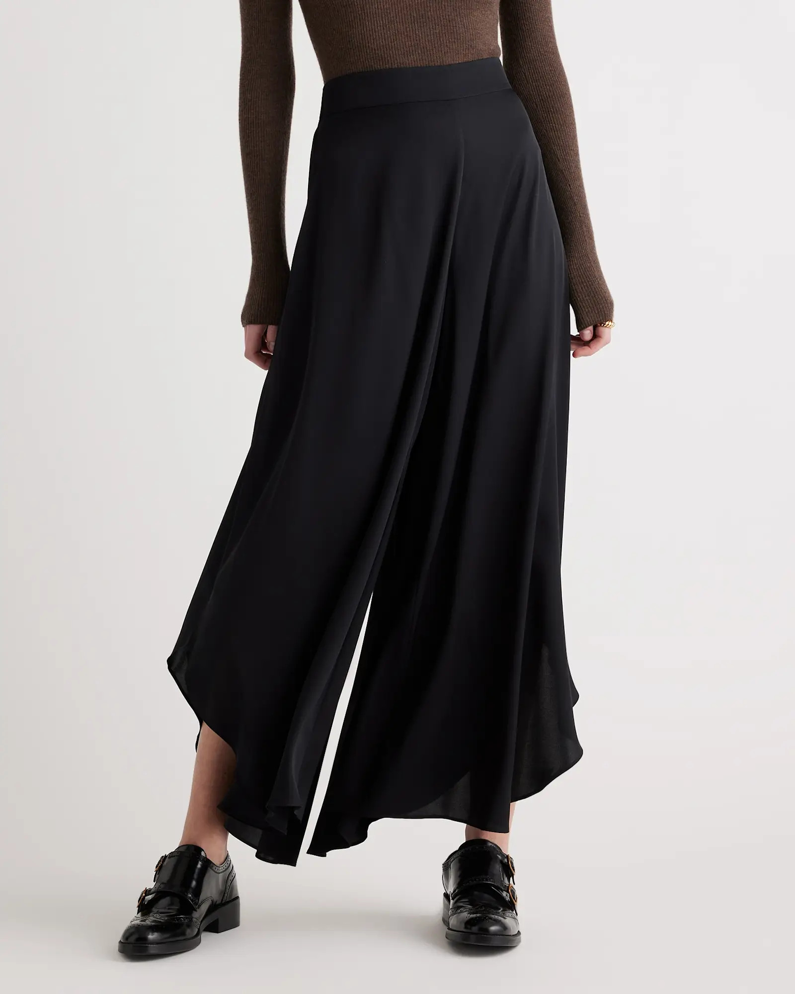 Washable Stretch Silk Palazzo Pants in Black | Quince