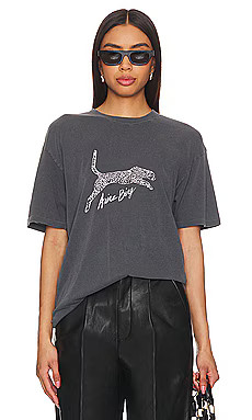 ANINE BING Walker Tee Spotted Leopard in Washed Black from Revolve.com | Revolve Clothing (Global)