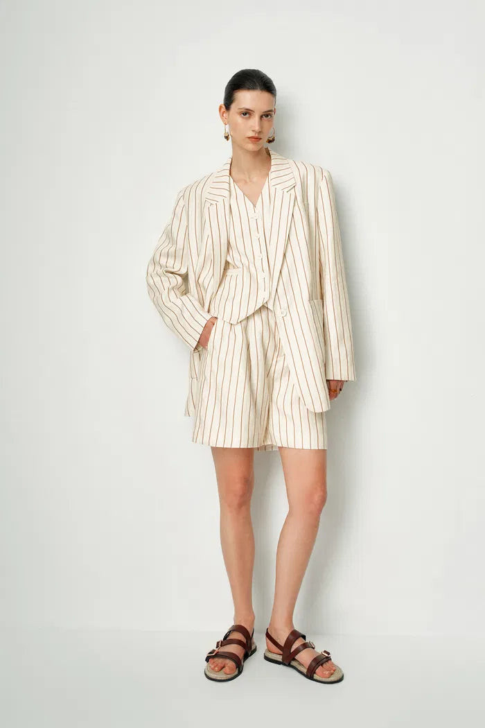 Godwick Striped Suit Blazer Jacket in Linen | Fabrique