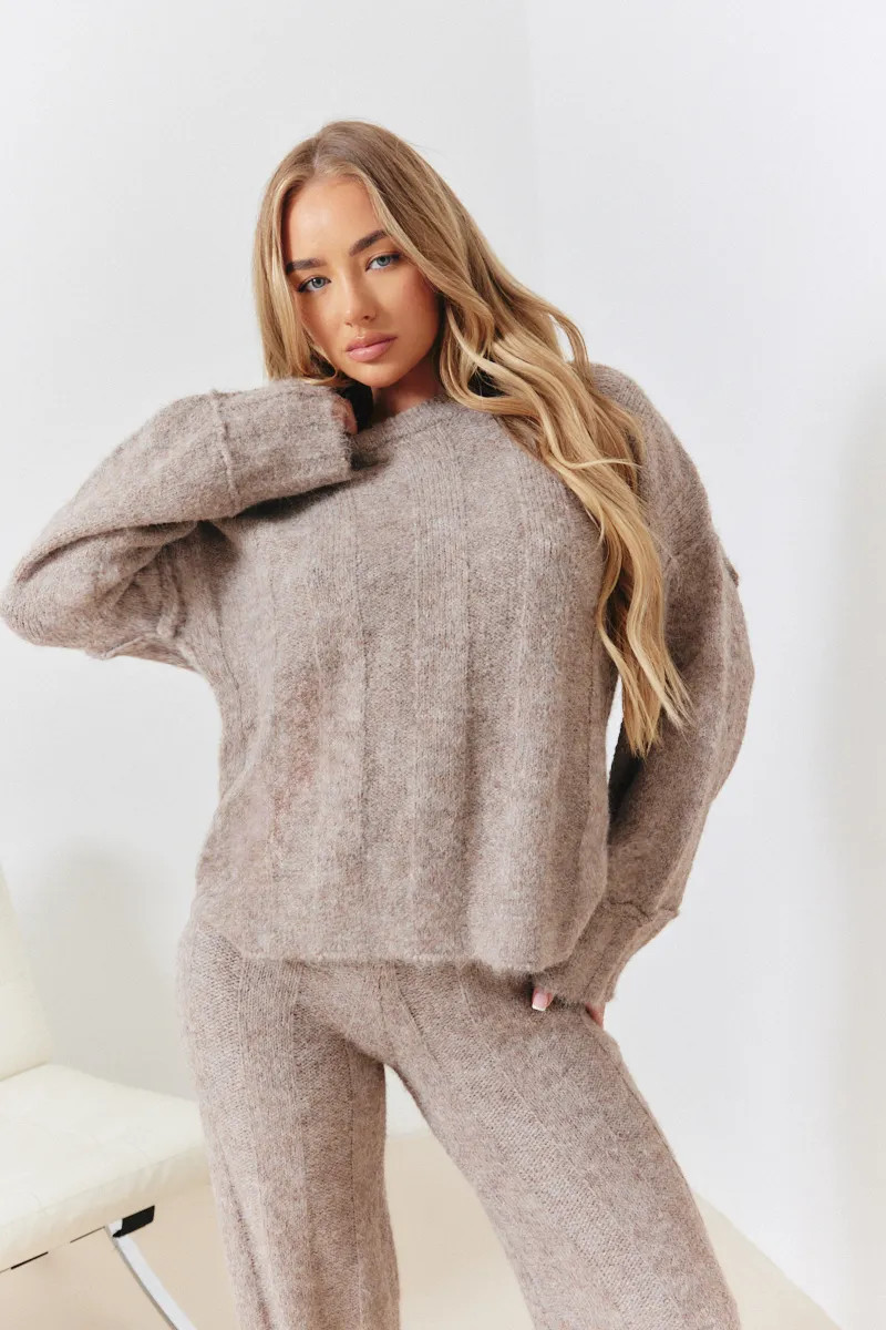 Wide Rib Exposed Seam Knit Co-Ord Jumper | In The Style