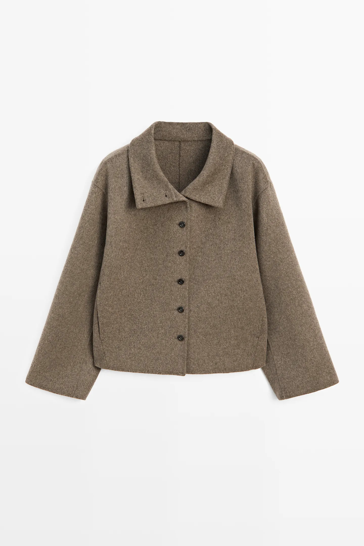 Wool blend stand collar jacket | Massimo Dutti UK