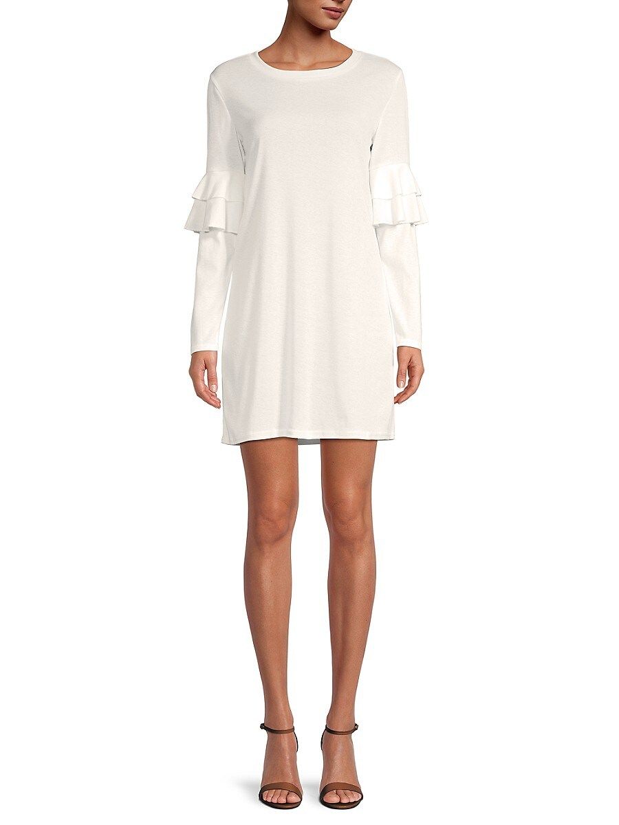 stellah Women's Ruffle-Sleeve Cotton-Blend Mini Dress - Cream - Size L | Saks Fifth Avenue OFF 5TH