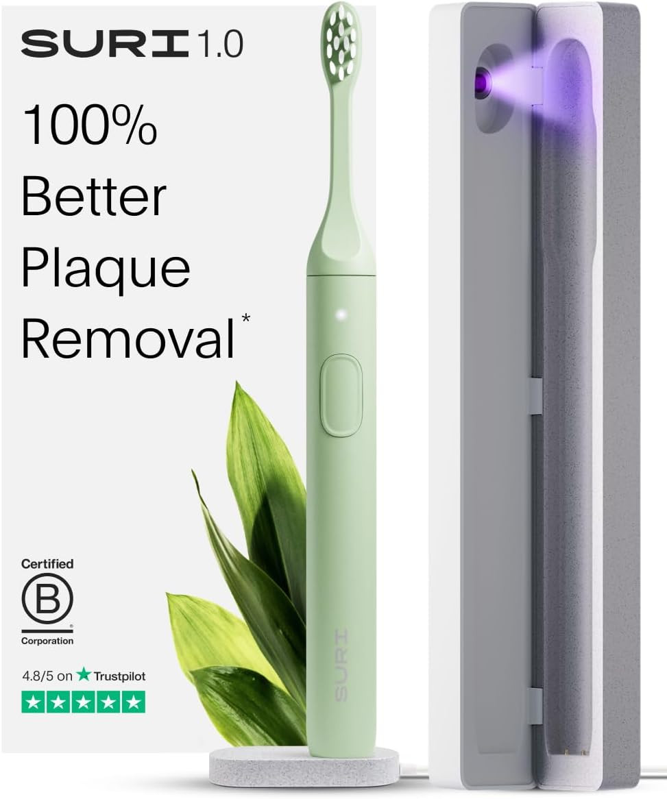 SURI 1.0 Sonic Electric Toothbrush with UV Cleaning Travel Case | 1 Month+ Battery | UK’s No.1 ... | Amazon (UK)