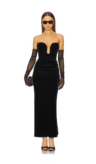 Elvira Velvet Maxi Dress in Black | Revolve Clothing (Global)
