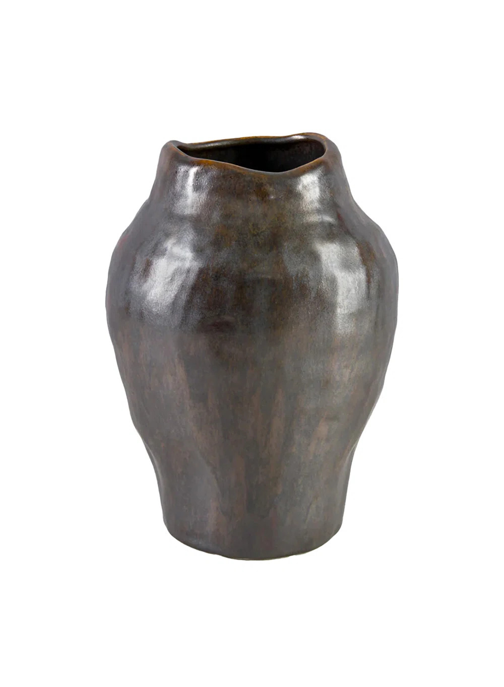 August Grove® Aged Brown Ceramic Urn Vase, Handcrafted Design, Modern, Farmhouse, Bohemian, Or Industrial Decor - Perfect For Fresh Or Dried Flowers, | Wayfair North America