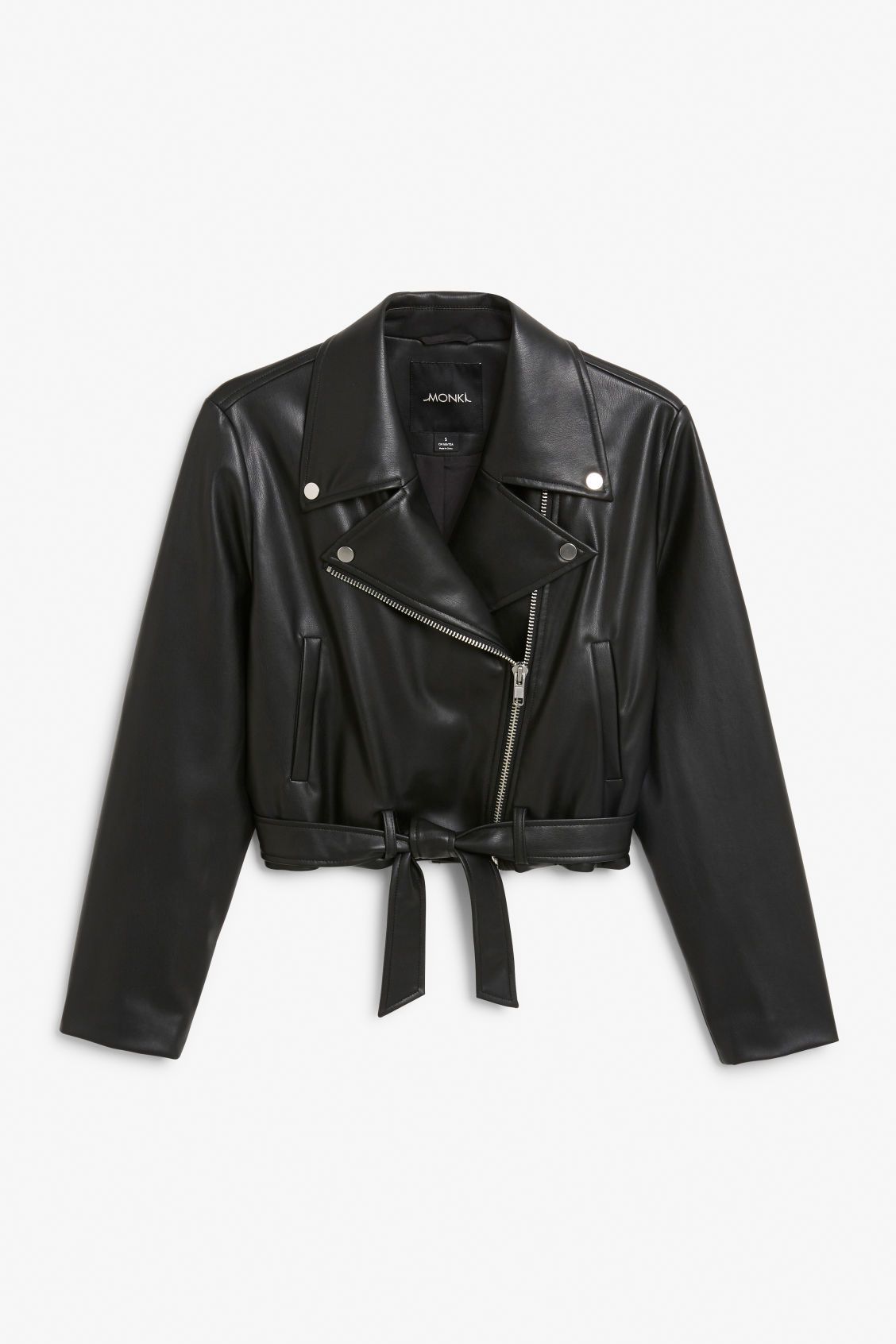 Faux leather biker jacket - Black | Monki