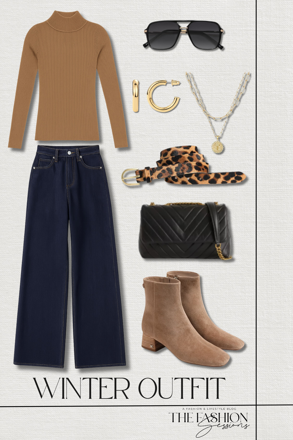 These jeans are how much?? A very affordable alternative to the Frame wide-leg jeans!
Universal Thread women's high rise wide leg jeans | slim fit ribbed turtleneck | paige ankel boots | leopard calf hair belt | leather crossbody | gold pendant necklace | gold hoops | oversized sunglasses |  winter outfit | casual outfit 

 #LTKootd #LTKOver40 #LTKFindsUnder50
