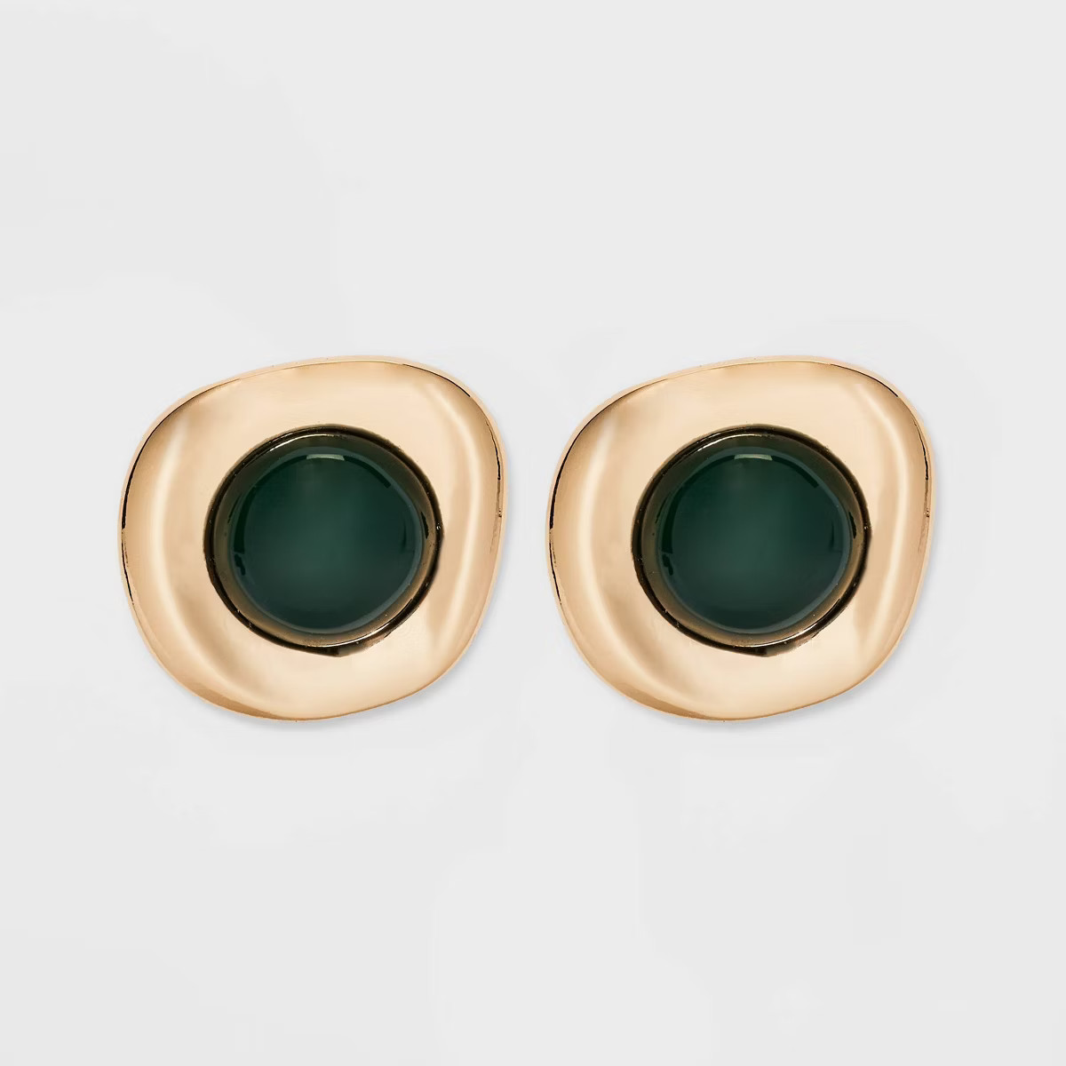Cabochon Hammered Button Stud Earrings - A New Day™ Gold/Green | Target