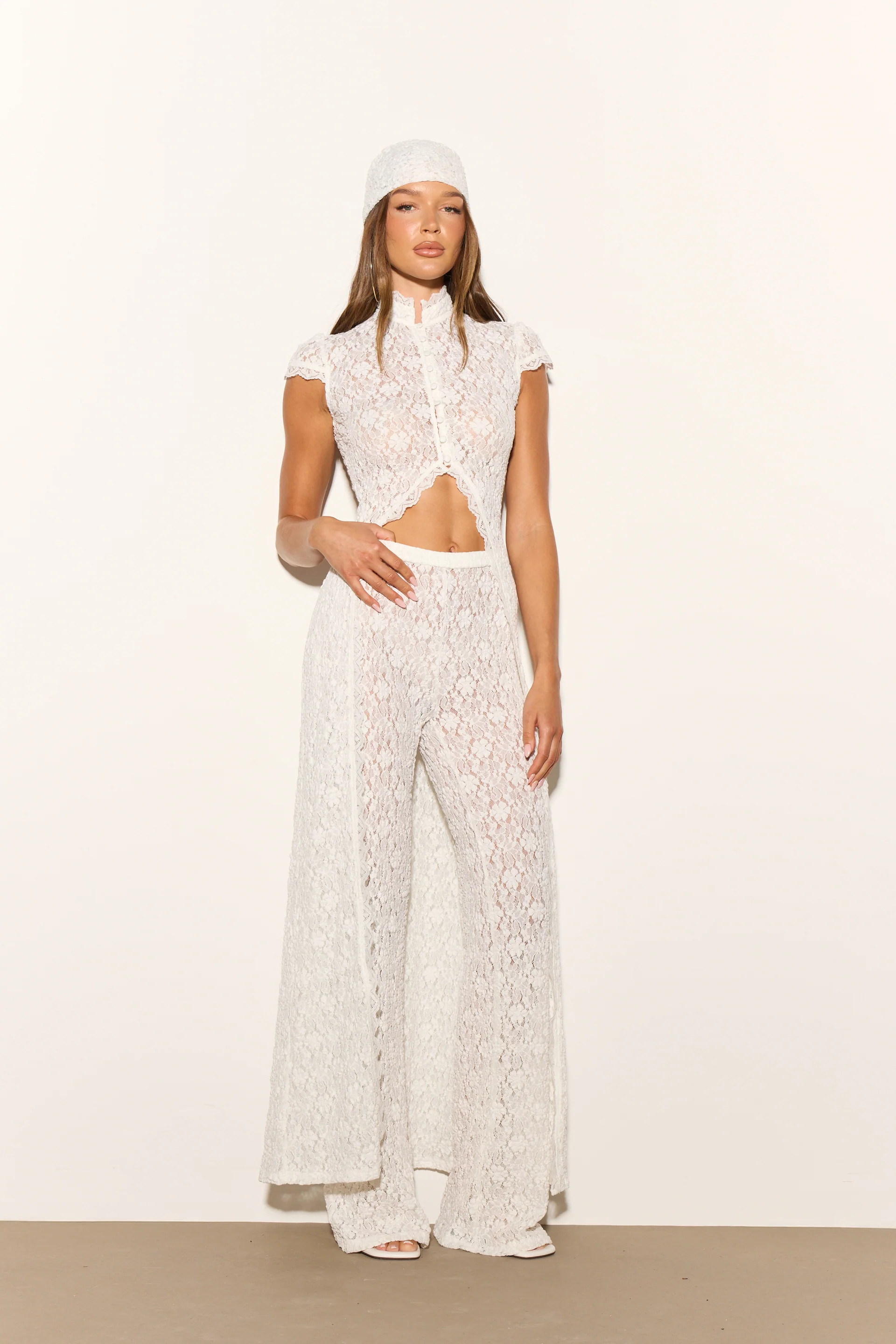 LOTTIE White Lace Trousers | Noughts and Kisses